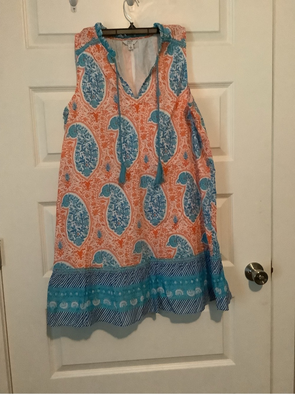 crown & ivy Orange and Blue Paisley Sleeveless Sundress